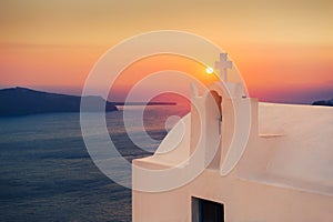 Beautiful sunset at Santorini island, Greece