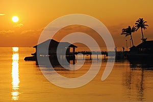 Beautiful sunset scene in tropical resort
