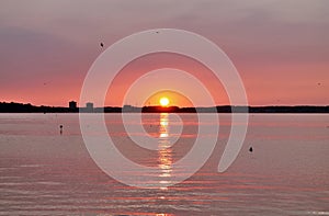 Beautiful sunset shots taken at the beach of Laboe in Germany on s sunny summer day