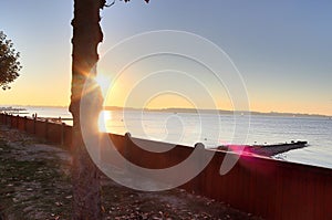 Beautiful sunset shots taken at the beach of Laboe in Germany on s sunny summer day