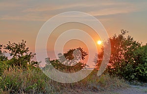 Beautiful sunset shots taken at the beach of Laboe in Germany on s sunny summer day