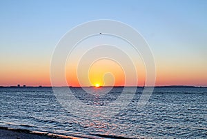 Beautiful sunset shots taken at the beach of Laboe in Germany on s sunny summer day