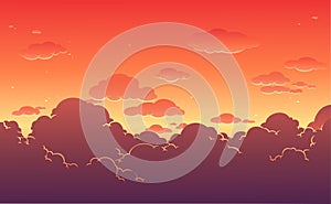 Beautiful sunset sky background. Vector illustration.