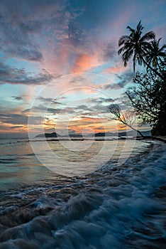 Beautiful sunset sky with the beauty beach from Koh Mak island,