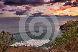 Beautiful sunset sky at Honolua bay on Maui.