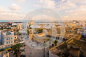 Beautiful sunset in Sousse, Tunisia.