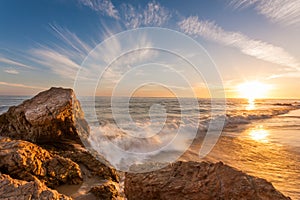 Beautiful sunset at southern california beach