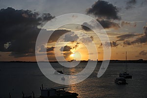 Beautiful sunset on St. Maarten, Caribbean