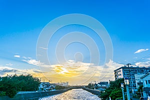 Beautiful sunset and street view in kamakura Japan