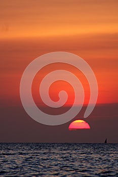 Beautiful sunset in a tropical island of Zanzibar.