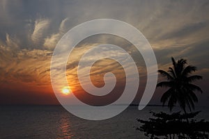 Beautiful sunset in a tropical island of Zanzibar.