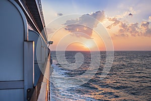 Beautiful sunset under water from the cruise ship