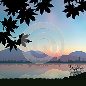 Beautiful sunset , Vector illustrations landscape