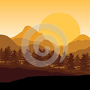 Beautiful sunset , Vector illustrations landscape