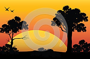 Beautiful sunset , Vector illustrations landscape