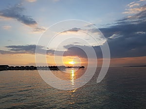 Beautiful sunset view in Bagan Lalang beach, Selangor, Malaysia.