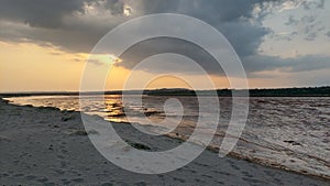 beautiful sunset view with clouds over sawan river