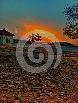 A beautiful sunset view evening sunlight