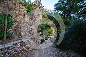 Beautiful sunset view from the historical castle of Kyparissia coastal town at sunset. Located in northwestern Messenia,