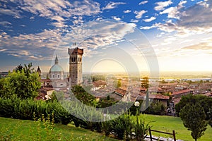 Beautiful sunset view of Lonato del Garda, a town and comune in the province of Brescia, Italy