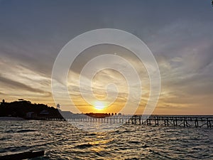 Beautiful sunset view in Mabul Island before heading to sunset dive Mabul Island, Semporna. Sabah, Malaysia. Borneo. The Land Belo