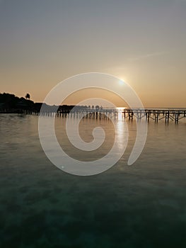 Beautiful sunset view in Mabul Island during a sunset dive. Mabul Island, Semporna. Sabah, Malaysia. Borneo.