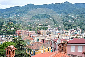 Beautiful sunset view from top to Santa Margherita Ligure city