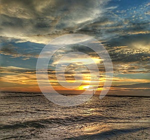 Beautiful sunset views on Padang beach Indonesia photo