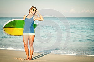 Beautiful Surfer Girl on the Beach