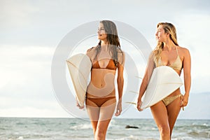 Beautiful Surfer Girls on the Beach