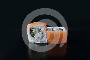 Beautiful sushi with salmon. Japanese food.