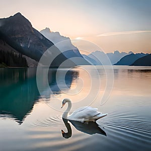 Beautiful swan in white - ai generated image