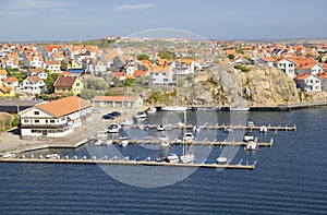 Beautiful Swedish landscape view of fishing houses at Kungshamn