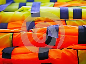 Abstract fishing Life Jackets floaters colourful and shining photo