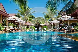 Beautiful swimming pool in tropical resort , Phuket, Thailand