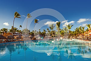 Beautiful swimming pool in tropical resort, Punta Cana