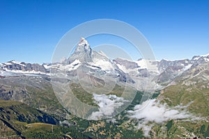 Beautiful Swiss Alps landscape with Matterhorn mountain view, summer mountains, Zermatt in Switzerland