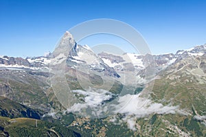 Beautiful Swiss Alps landscape with Matterhorn mountain view, summer mountains, Zermatt in Switzerland