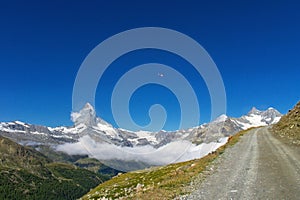 Beautiful Swiss Alps landscape with Matterhorn mountain view, summer mountains, Zermatt in Switzerland