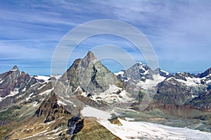 Beautiful Swiss Alps landscape with mountain view in summer, Zermatt, Switzerland