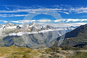 Beautiful Swiss Alps landscape with mountain view in summer, Zermatt, Switzerland