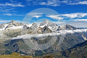 Beautiful Swiss Alps landscape with mountain view in summer, Zermatt, Switzerland