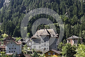 Beautiful switzerland background with grass and