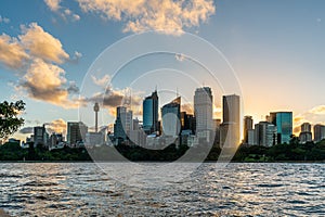 Beautiful Sydney downtown skyline during sunset, NSW, Australia