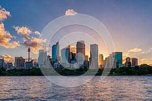 Beautiful Sydney downtown skyline during sunset, NSW, Australia