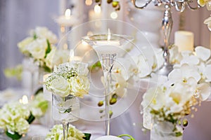 Beautiful table set for an event party or wedding reception