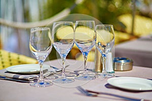 Beautiful table setting in a beach restaurant