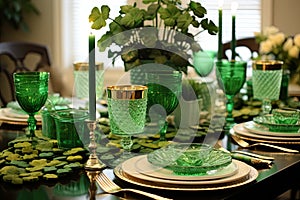 Beautiful table setting for St. Patrick's Day celebration