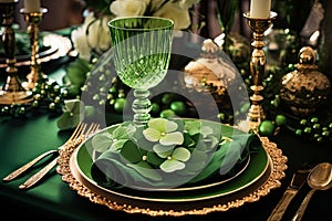 Beautiful table setting for St. Patrick's Day celebration