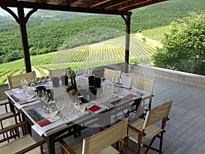 Beautiful tablein the vineyards Greece